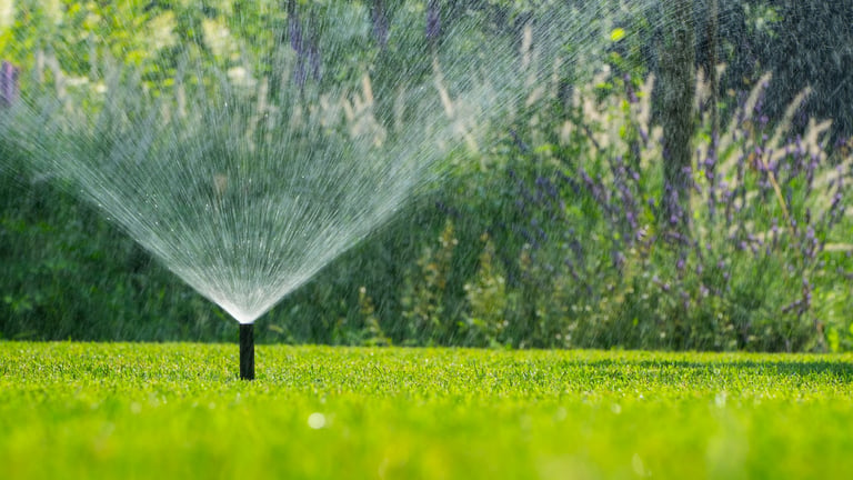 Impianto di irrigazione nel giardino